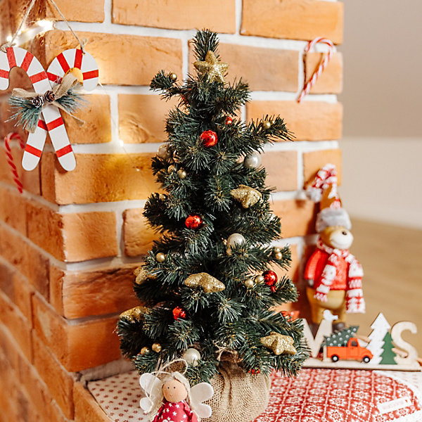 Creative Home Mini Sapin de Noël Artificiel 40 cm - Décoration Noël pour Petit Bureau, Salon et Table - Sapin Artificiel