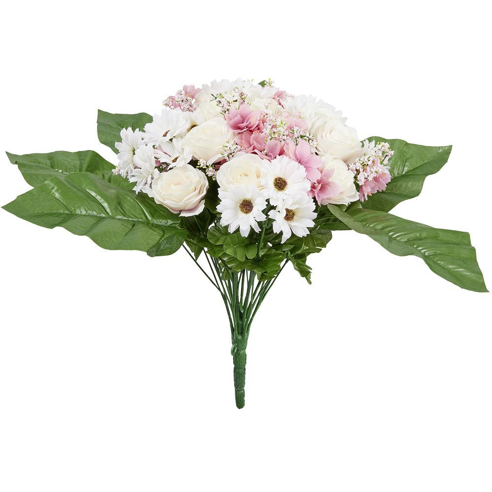 Piquet de rose et marguerite bouquet fleur artificielle Ø40xH42cm