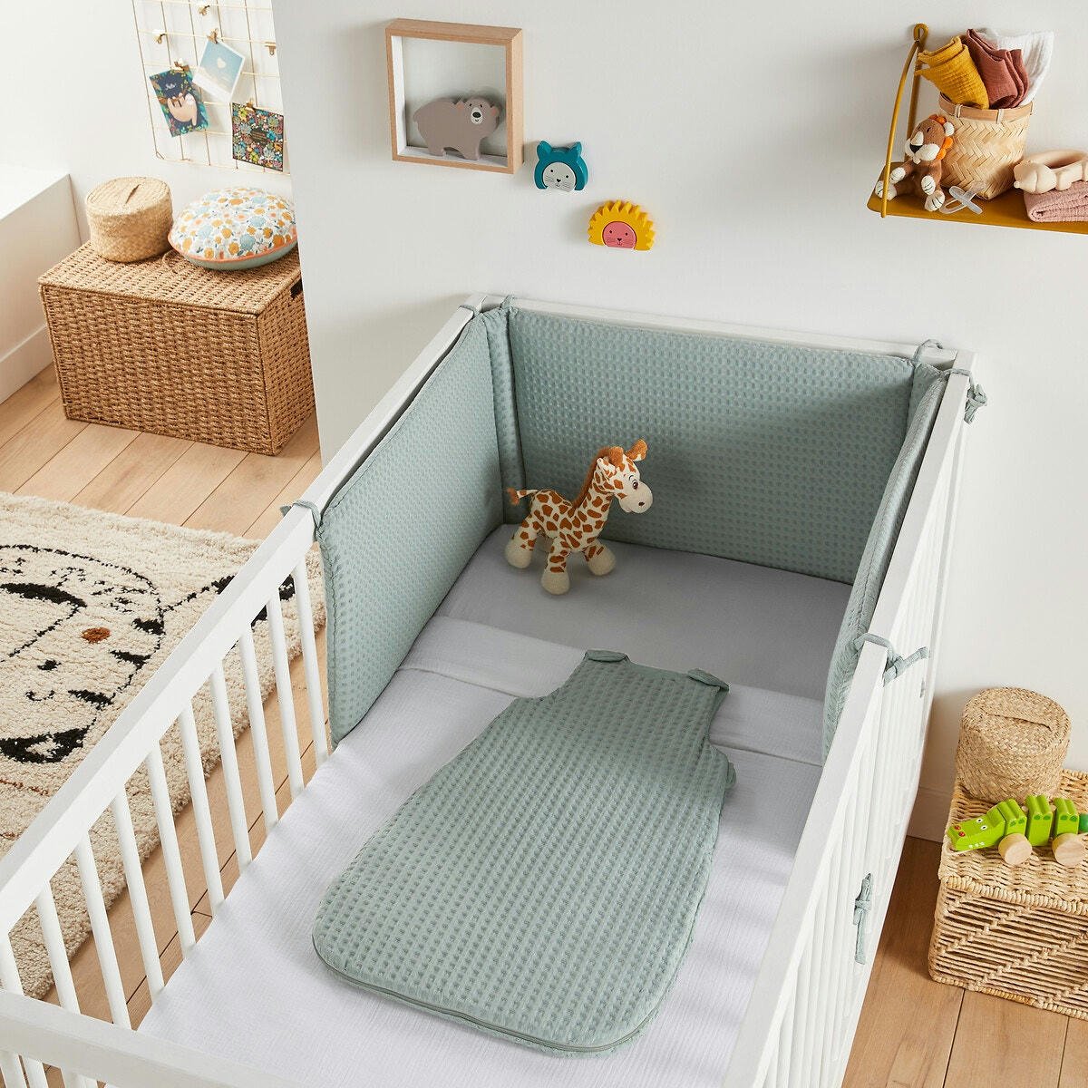 Tour de lit coton effet nid d'abeille