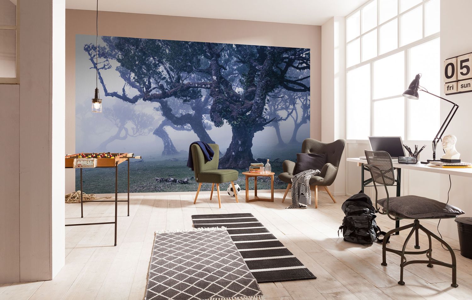 Sanders & Sanders fotobehang mistig bos blauw - 400 x 250 cm - 612507