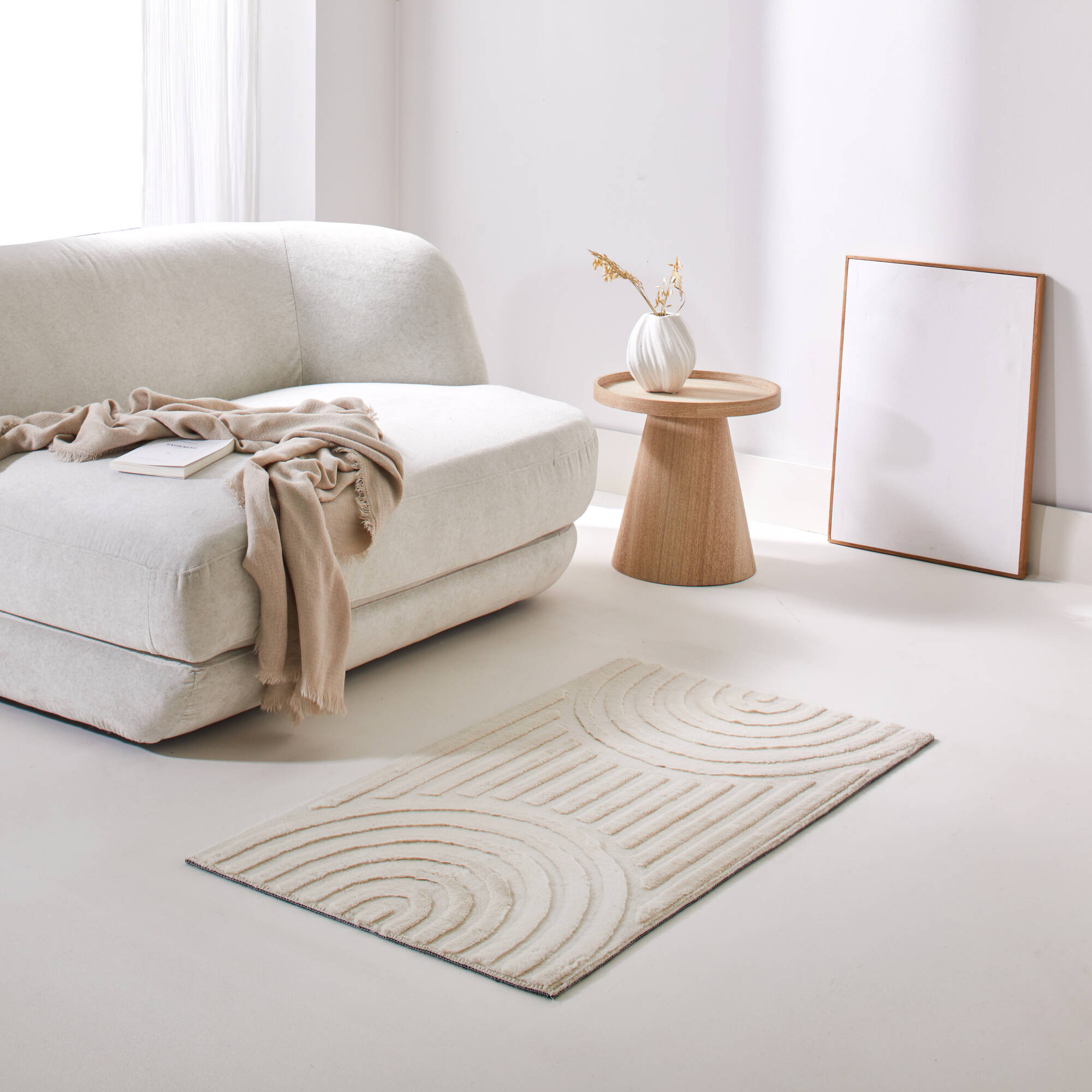Tapis embossé rectangulaire, motif arches
