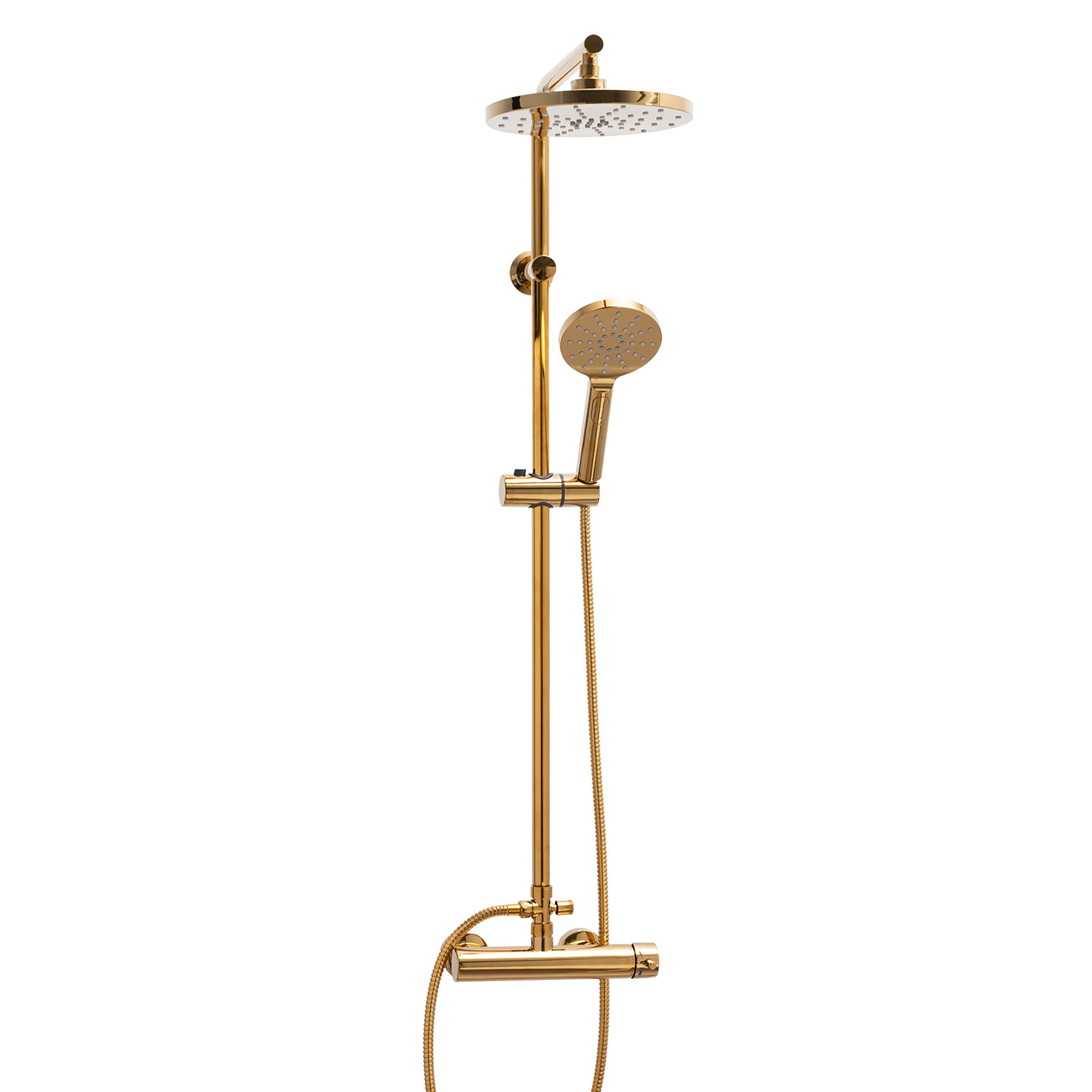 Zestaw prysznicowy DUBAJ - Yoka Home natynkowy z deszczownicą 23 cm złoty