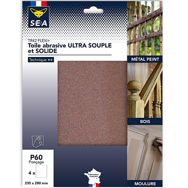Feuilles abrasives flexibles SEA grain 60, lot de 3