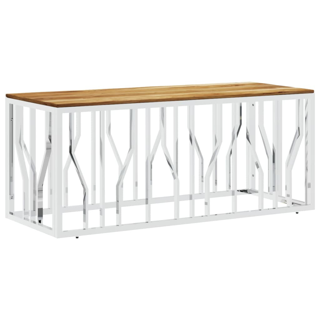 Stolik Kawowy Ława Stół Srebrny Metalowy 110x45x45 Do Salonu Do Pokoju