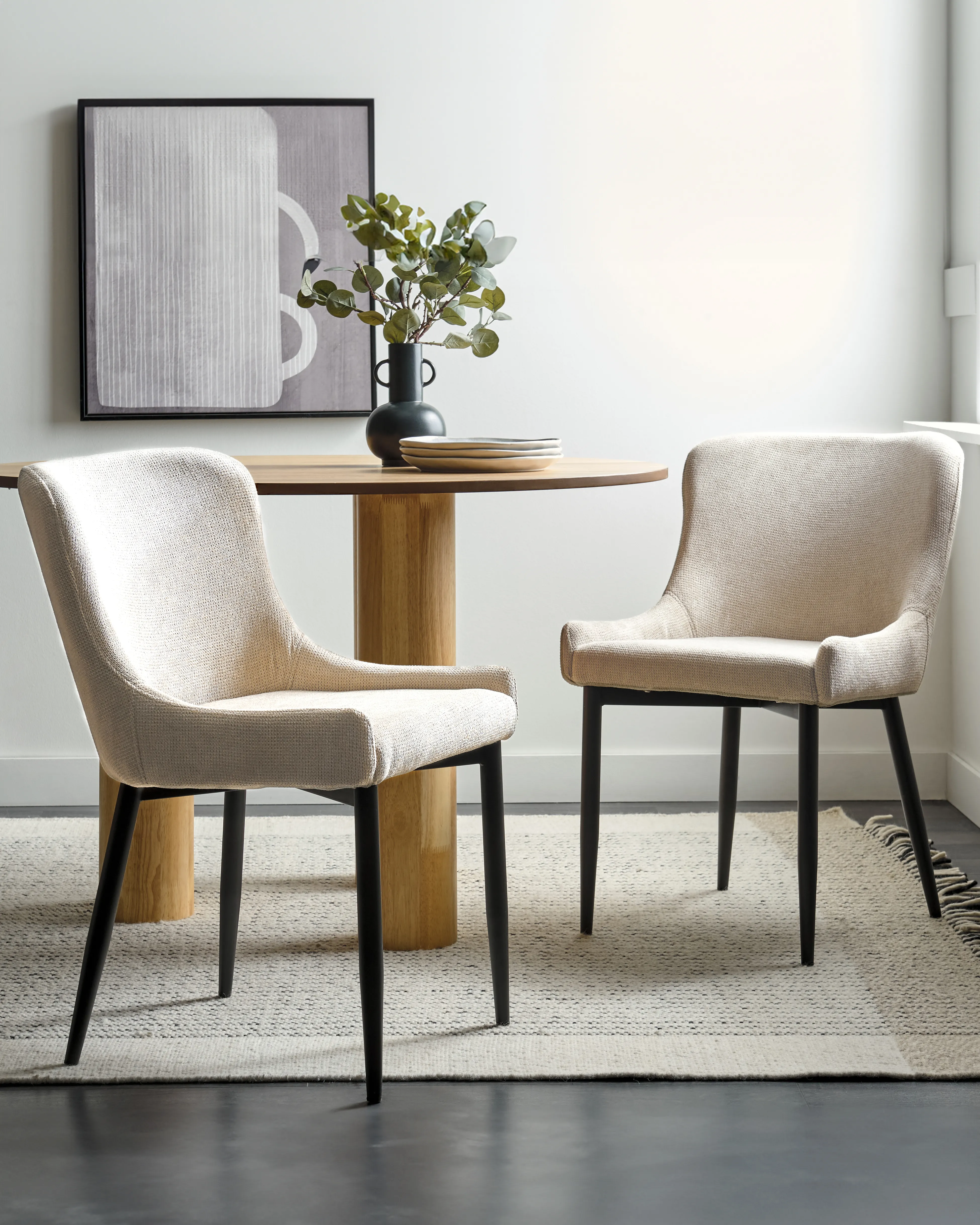 Set of 2 Dining Chairs EVERLY Fabric Light Beige