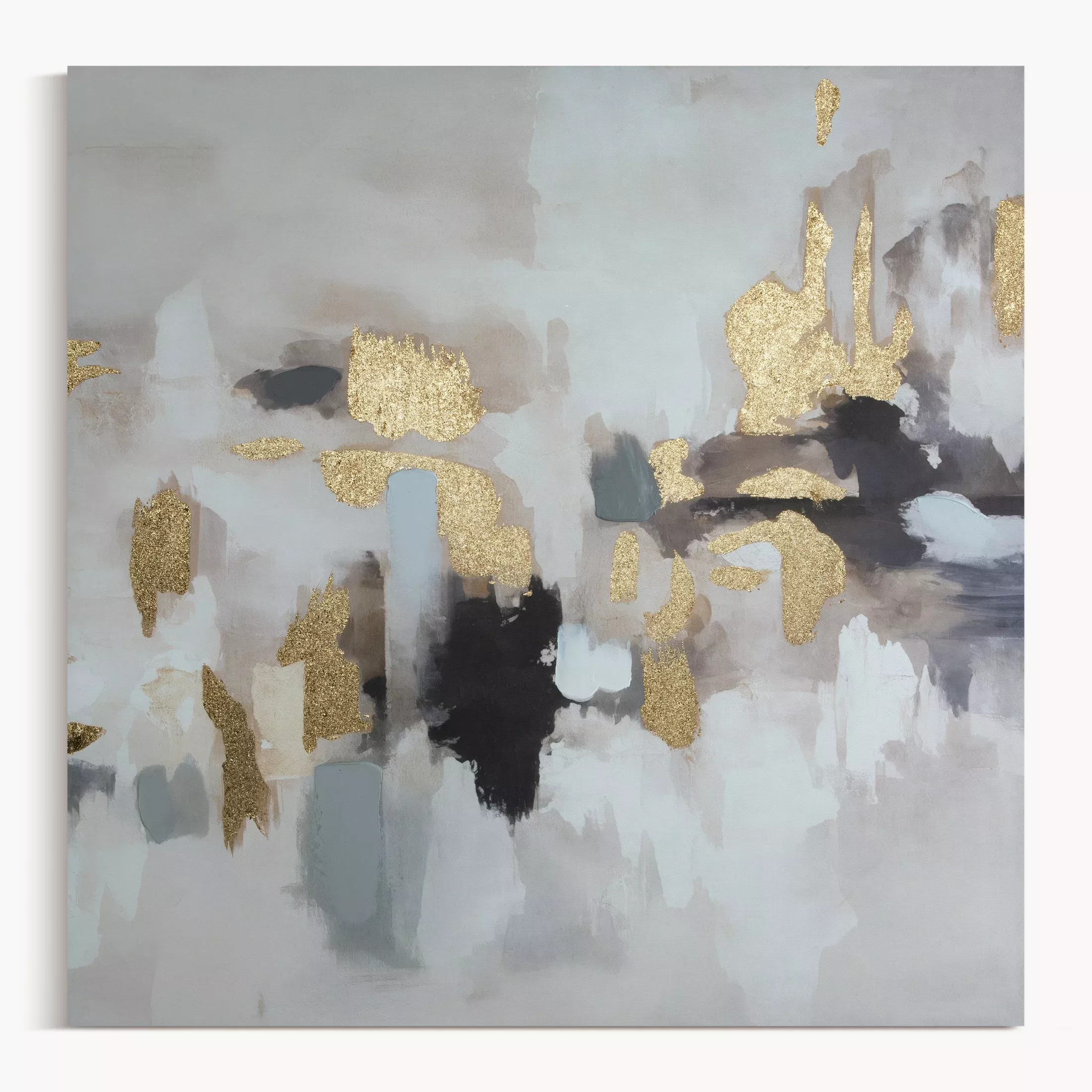 Obraz abstarkcja beżowo, złoty ręcznie malowany na płótnie 80x80 cm