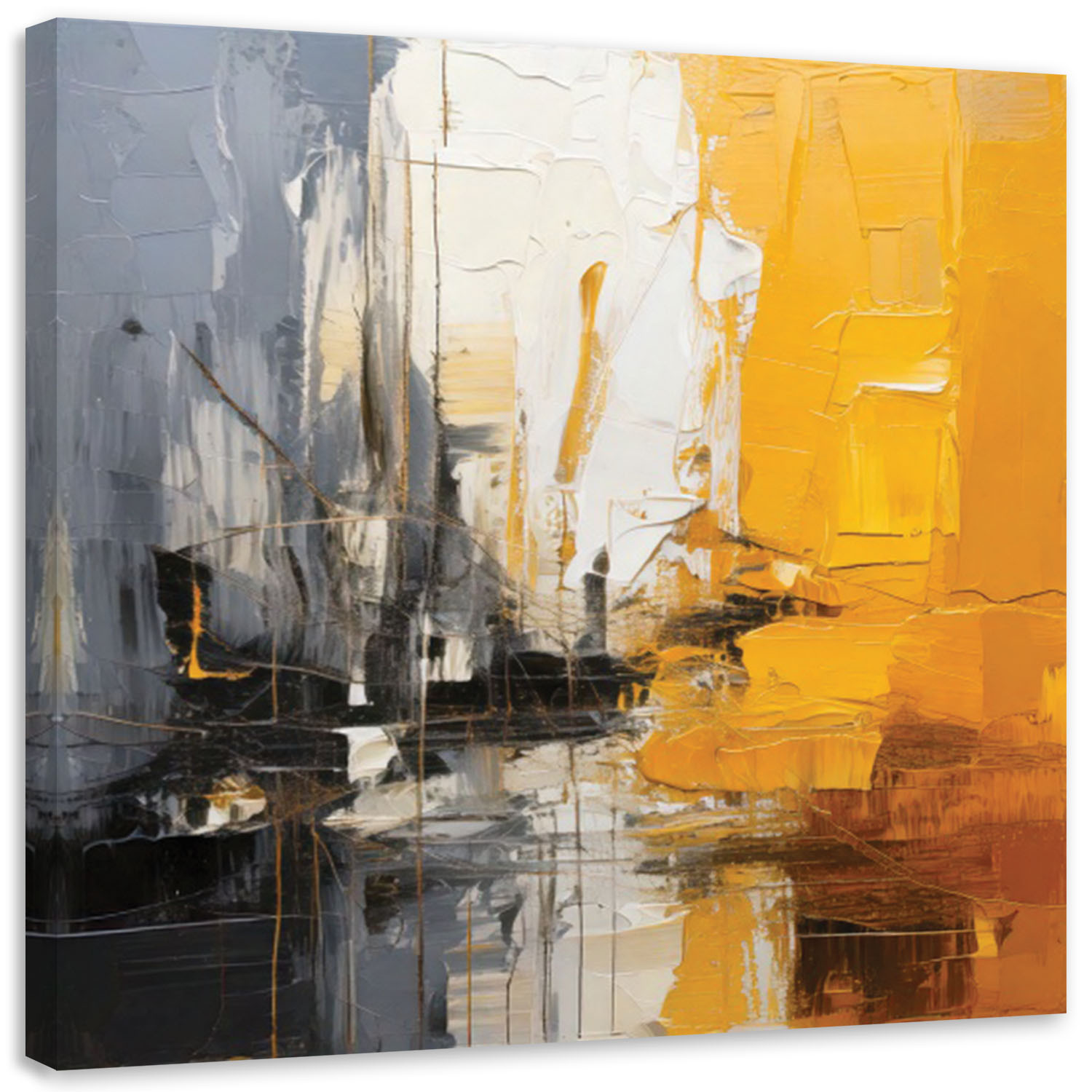 Feeby Obraz do salonu, Abstrakcja Impasto Żółty 30x30