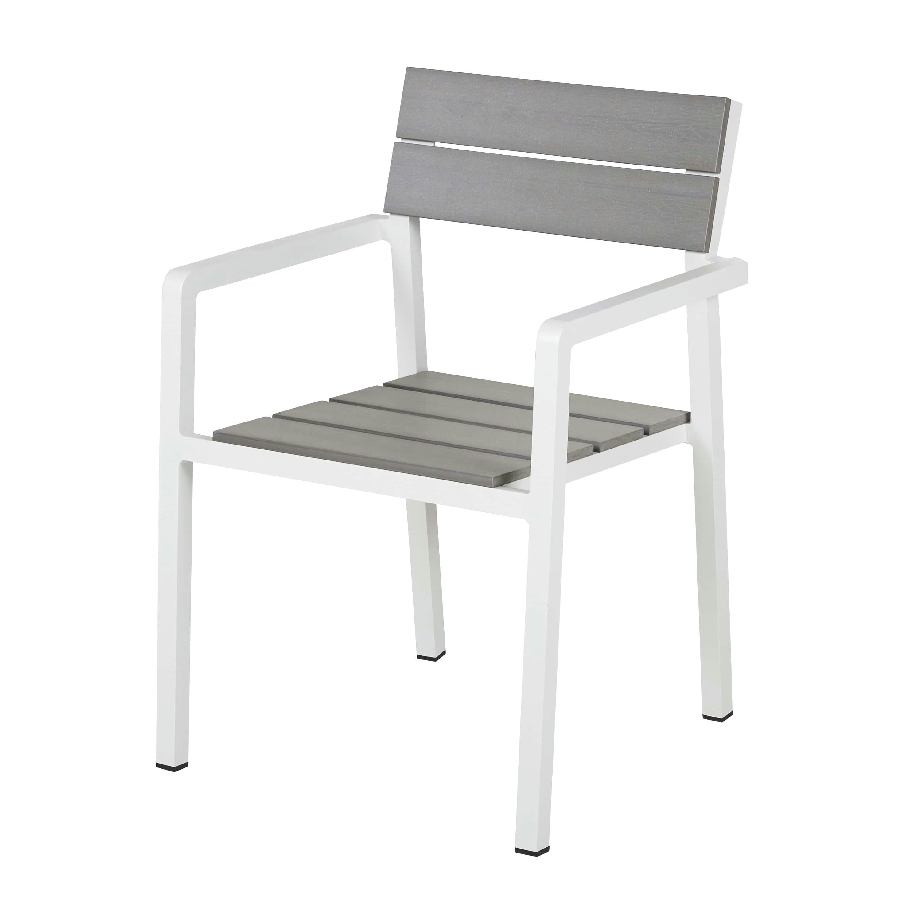 Escala - Fauteuils à dîner de jardin en composite et aluminium gris clair (x2)