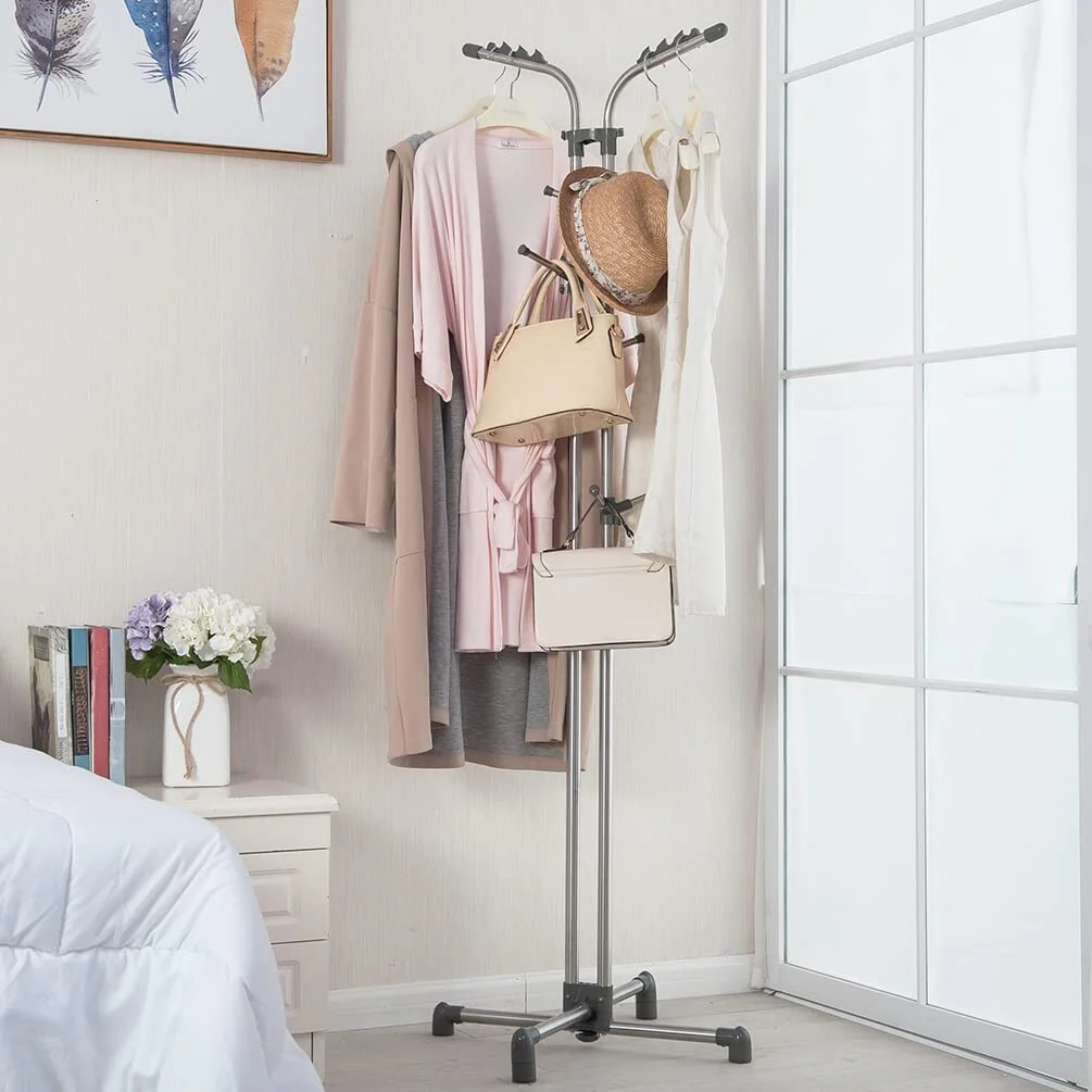 Garment Coat Racks for Hanging Clothes Heavy Duty Hall Tree Jacket Purse Hanger Stand Home Office Entryway Corner Storage Holder