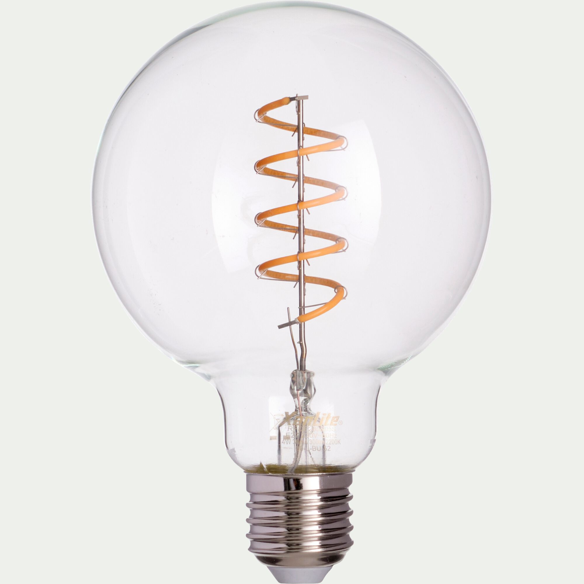 SPIRALE - Ampoule LED globe D9,5cm culot E27 - transparent