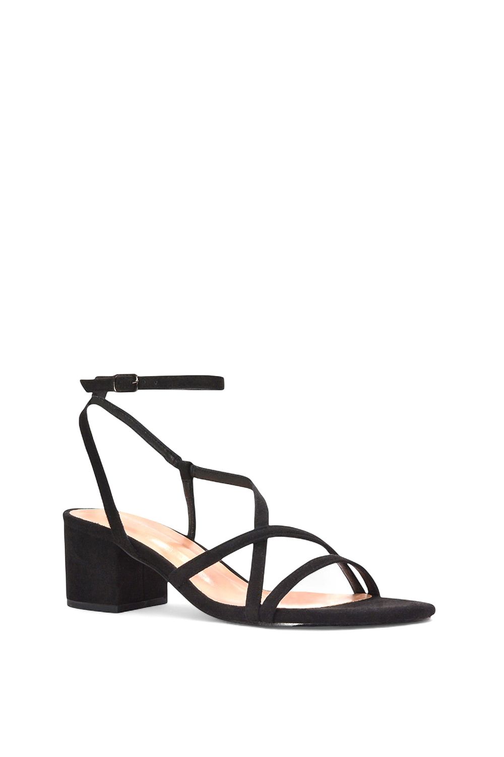 XY London Maria' Ankle Strap Low Block Heel Strappy Sandals