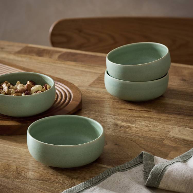 Habitat 3 Piece Reactive Stoneware Nibble Bowls - Green