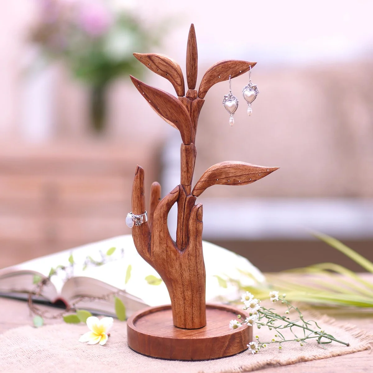 Novica Handmade Plucked From Above Wood Jewelry Holder