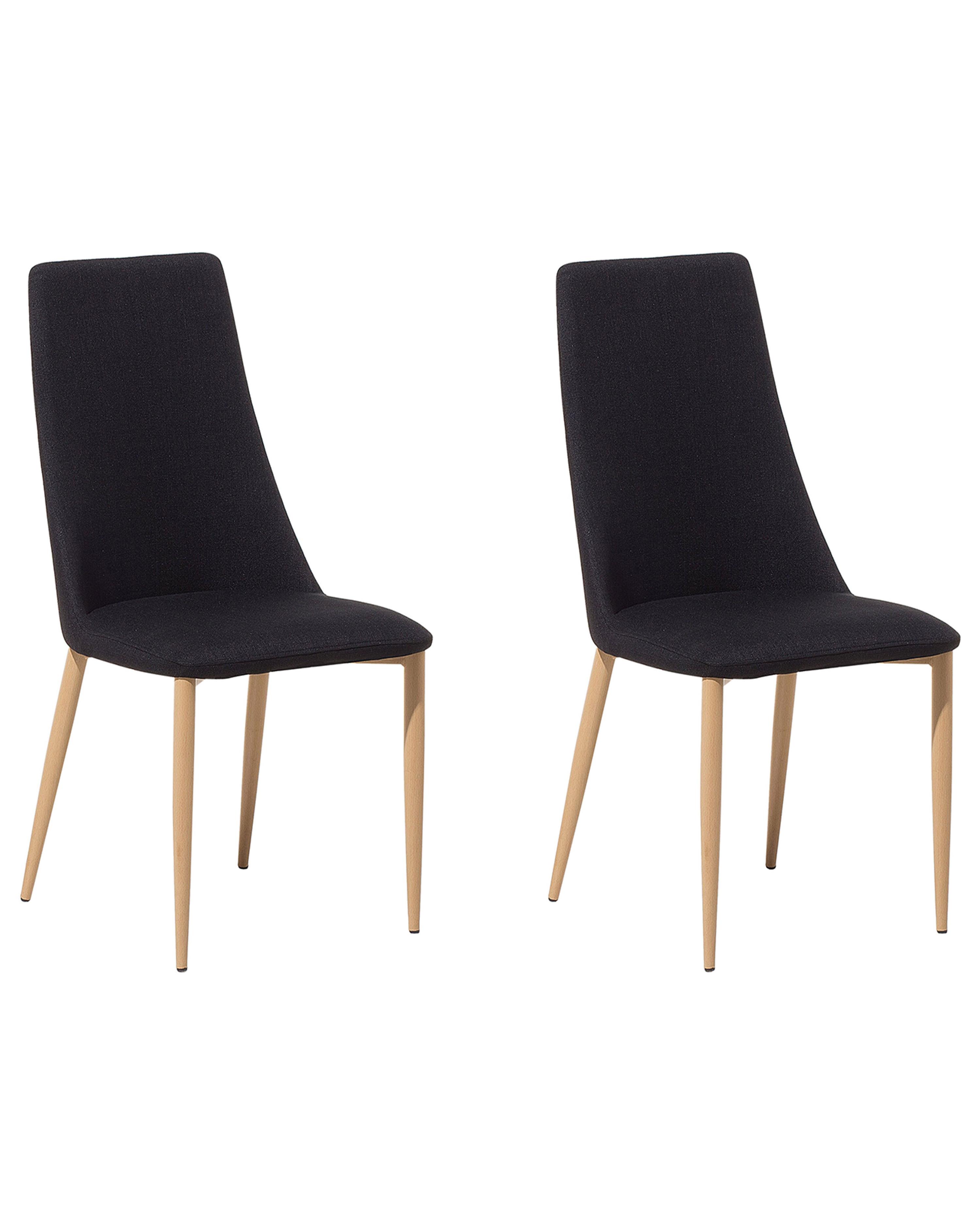 Set of 2 Dining Chairs CLAYTON Fabric Black