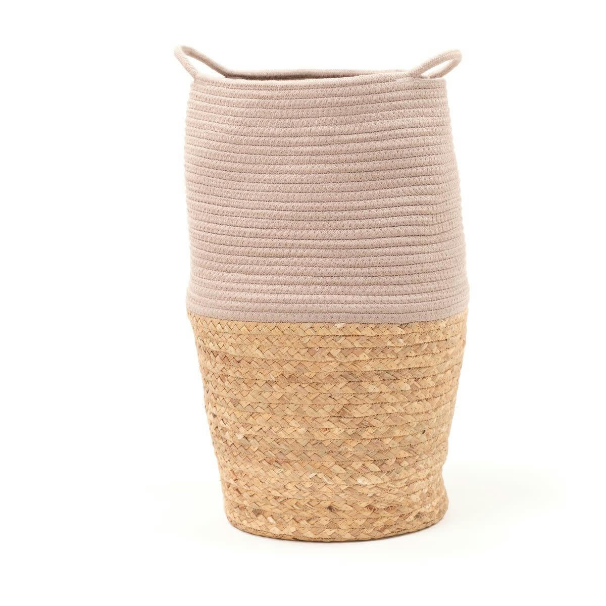 LA FACTORY - Panier long tressé en coton beige 30x50