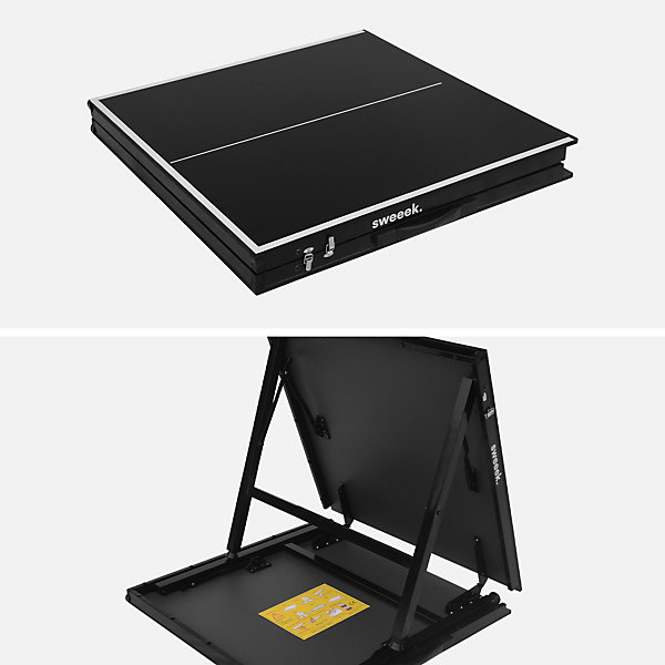 Mini table de ping pong 150x75cm - table pliable INDOOR noir. avec 2 raquettes et 3 balles. valise de jeu pour utilisation