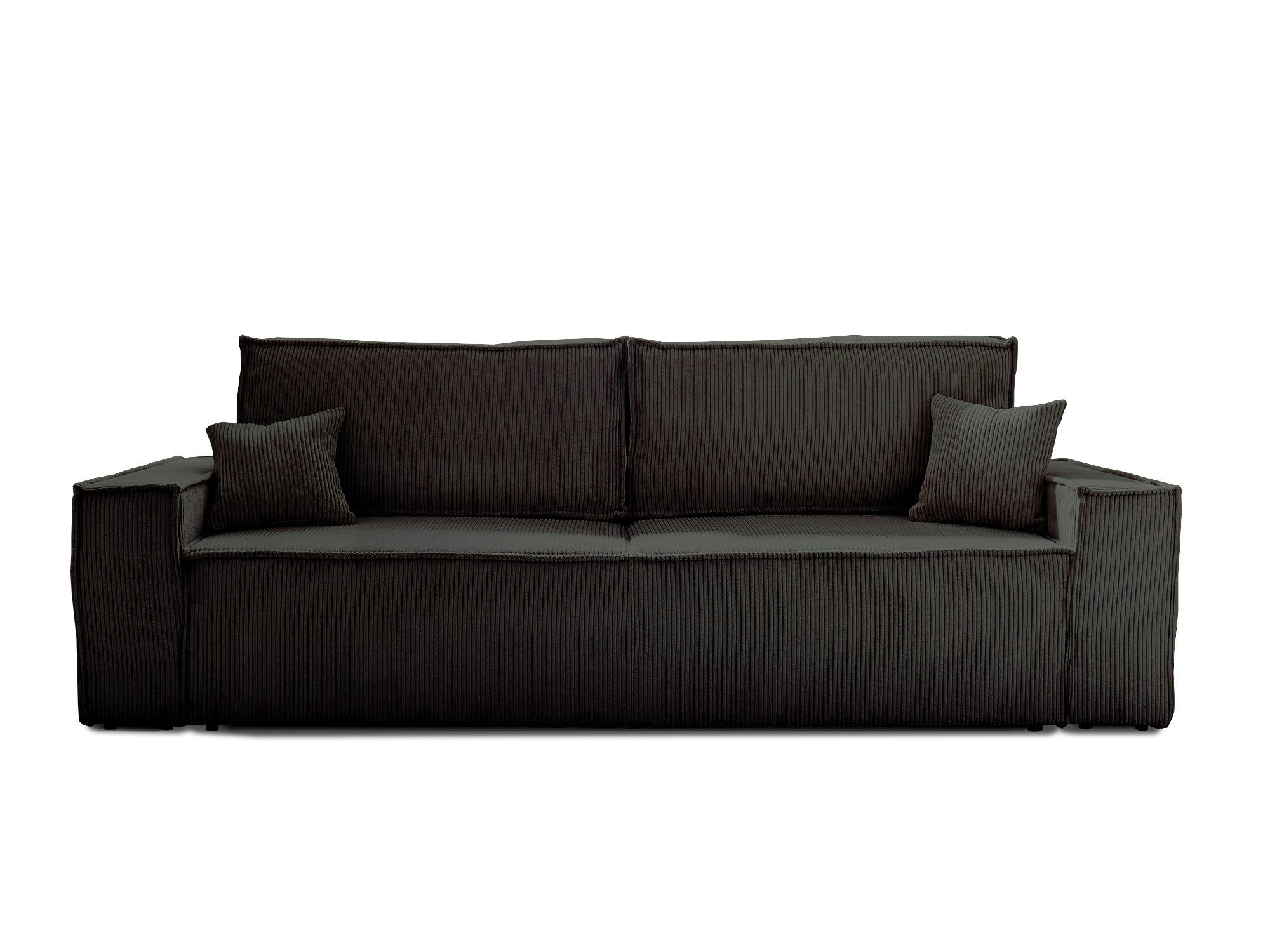 DELLIA - Canapé droit convertible 3 places en velours côtelé gris anthracite