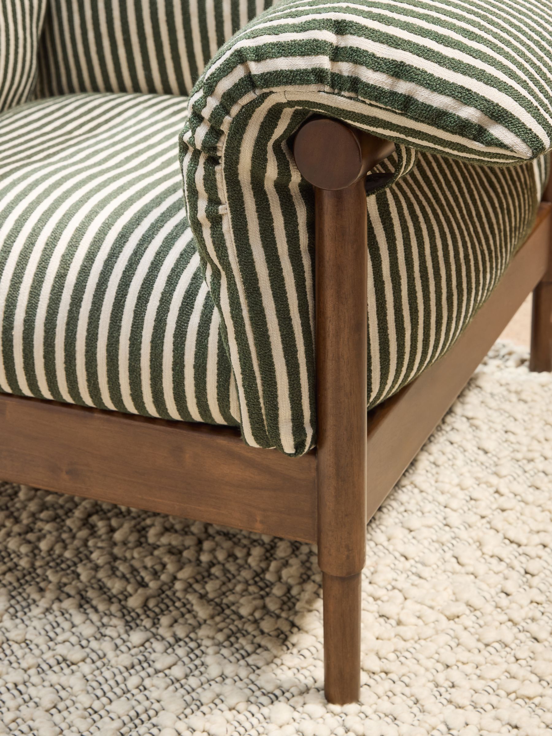Solen Accent Chair in Dark Green Boucle Stripe
