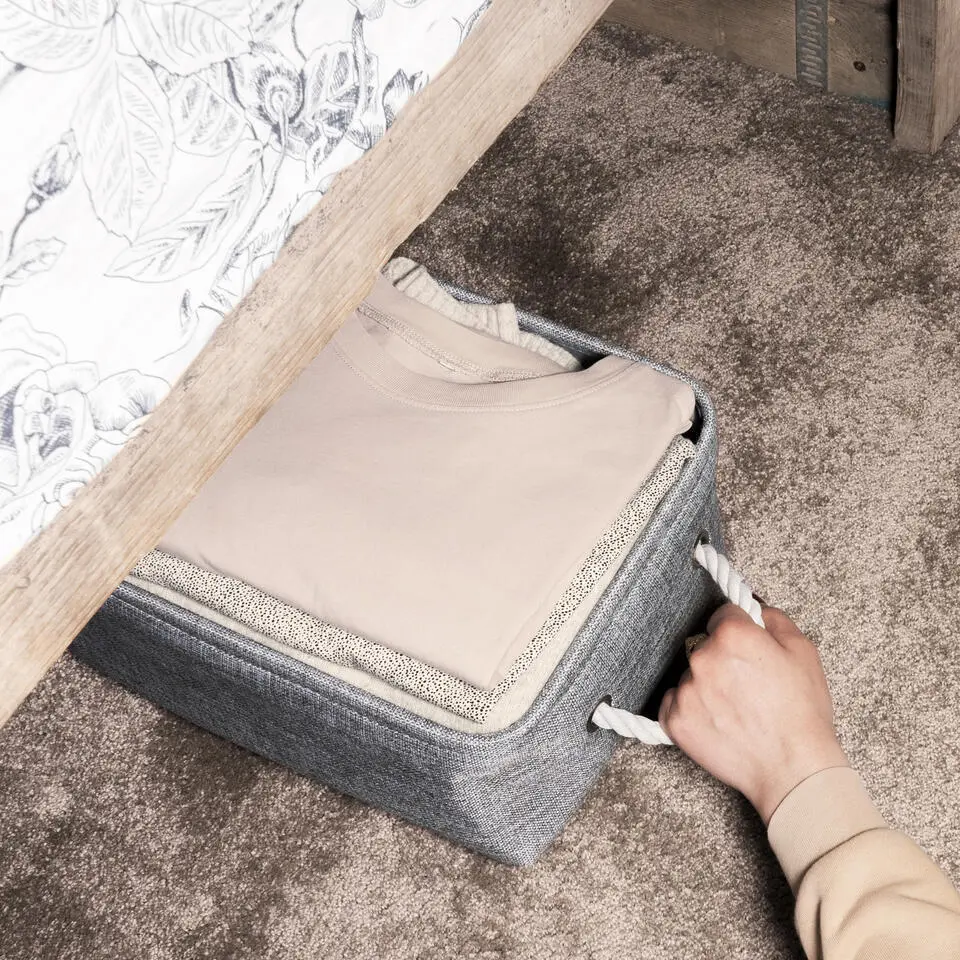 QUVIO Opbergmand met handvaten van touw - Grijs