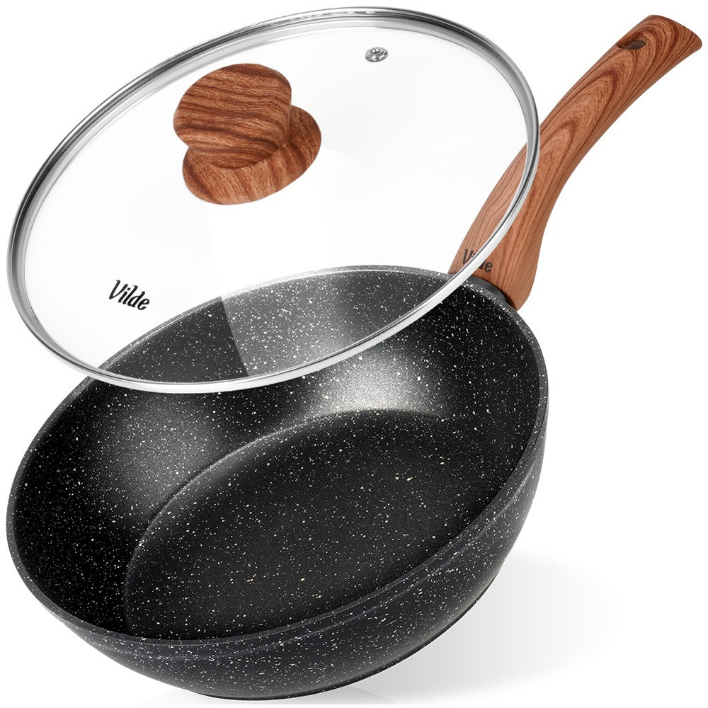 Patelnia granitowa ze szklaną pokrywką GRANITICA WOOD 24 cm, 2,2 l