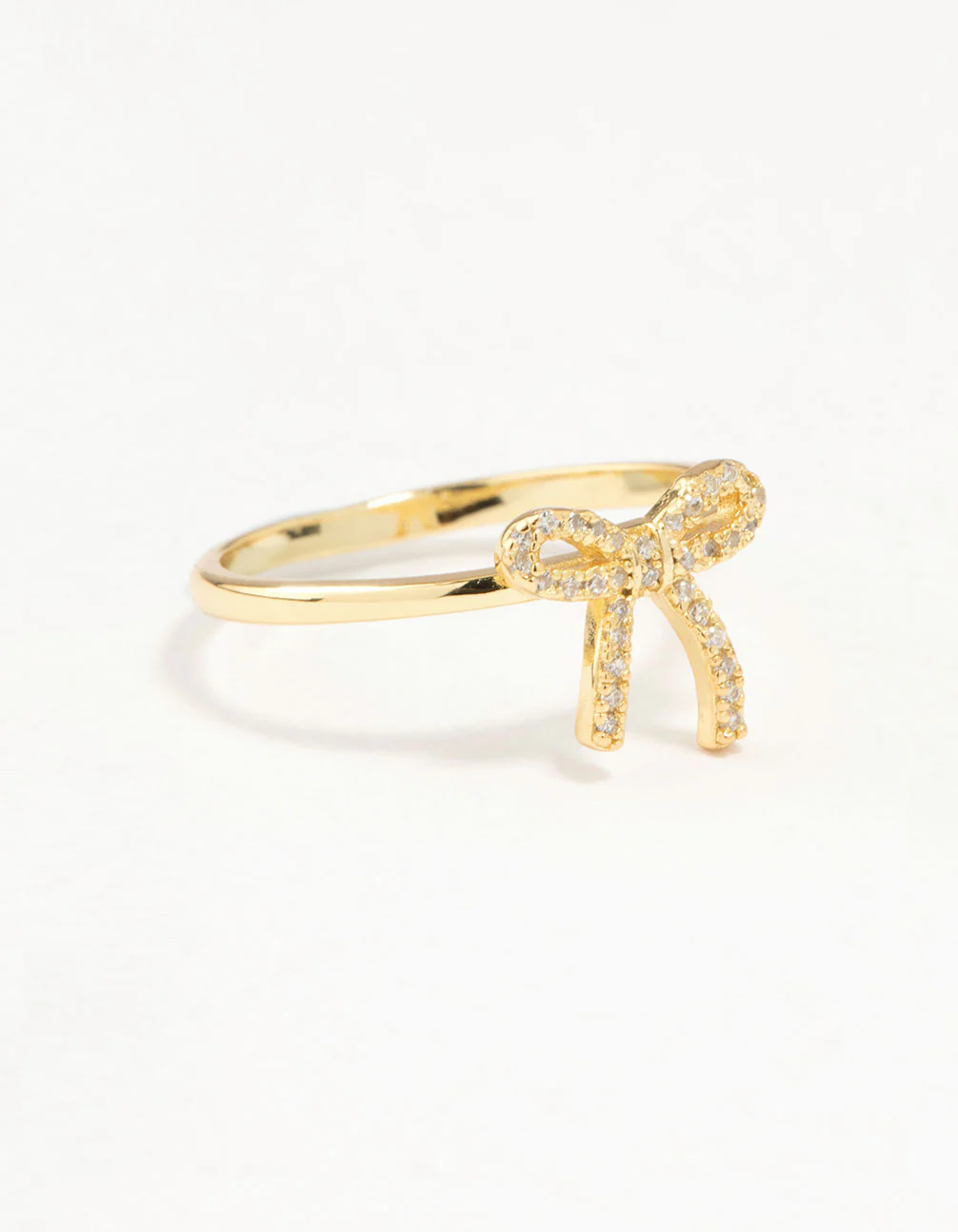 Gold Plated Sterling Silver Cubic Zirconia Bow Ring