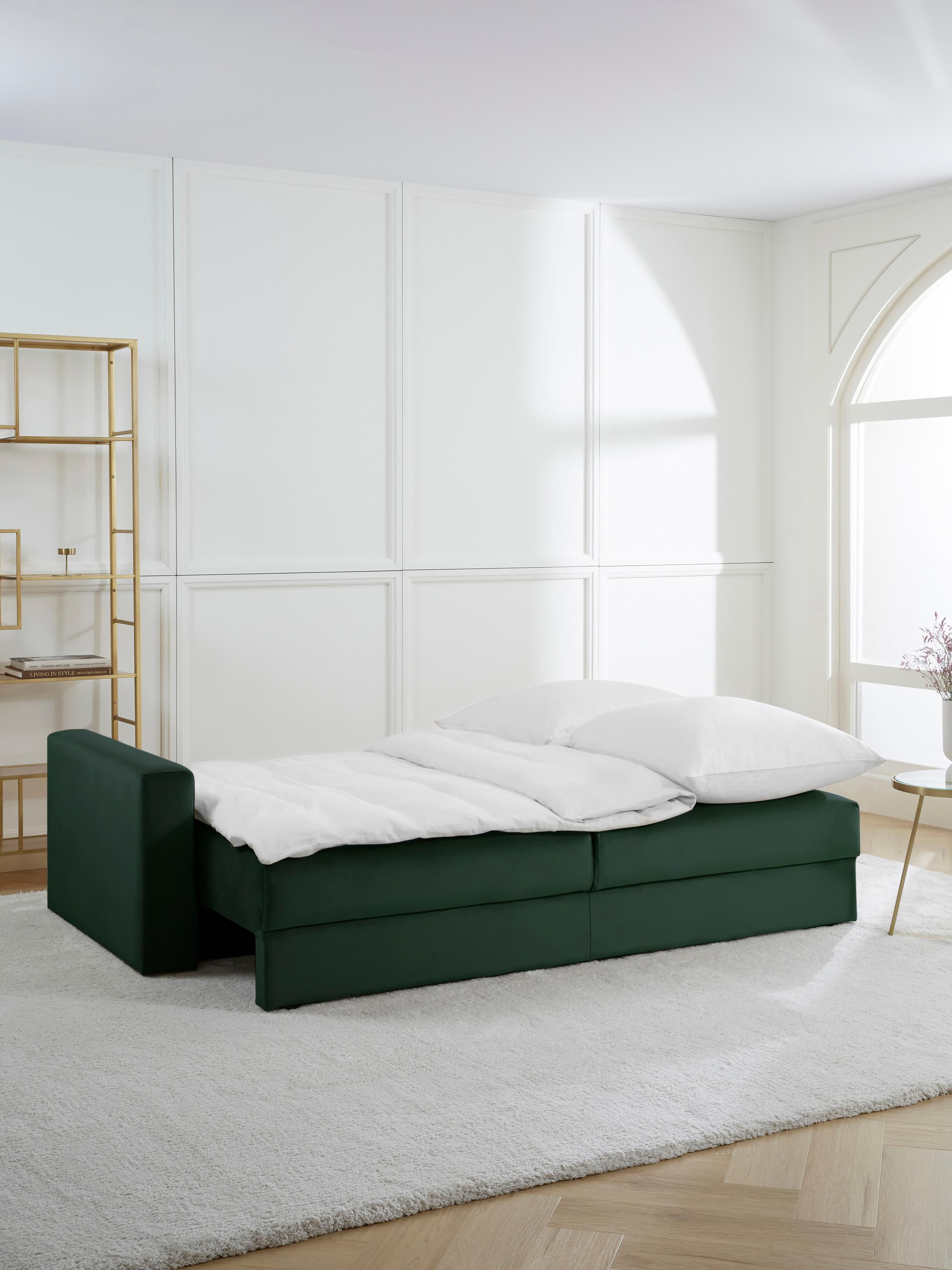 Samt-Schlafsofa Tasha (3-Sitzer) mit Stauraum