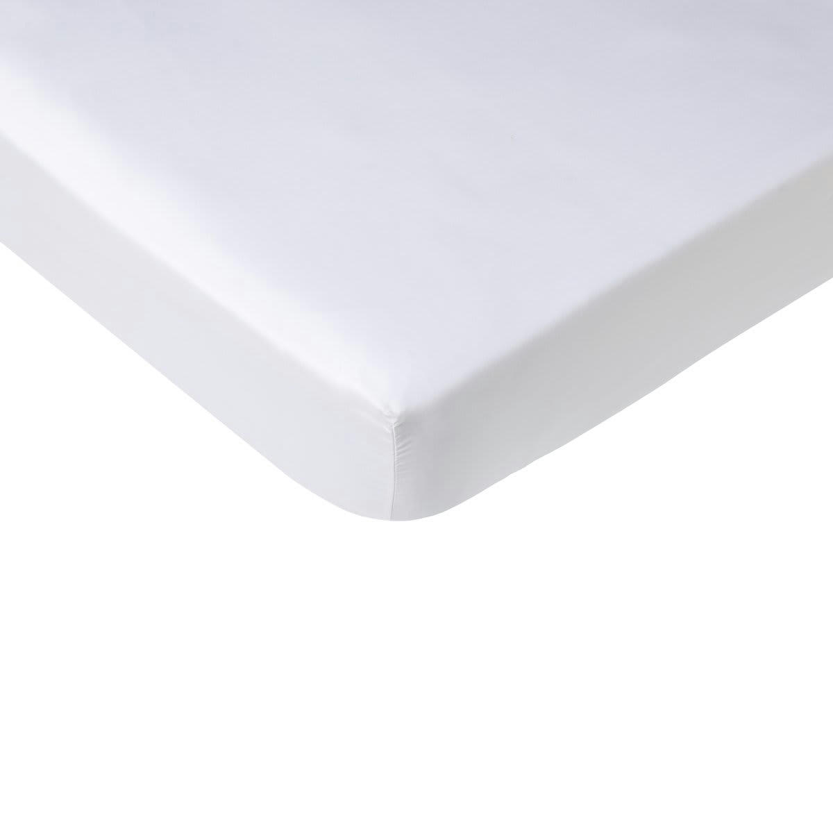 PURE WHITE PERCALE LAVÉE - Drap housse coton blanc 140x190 cm