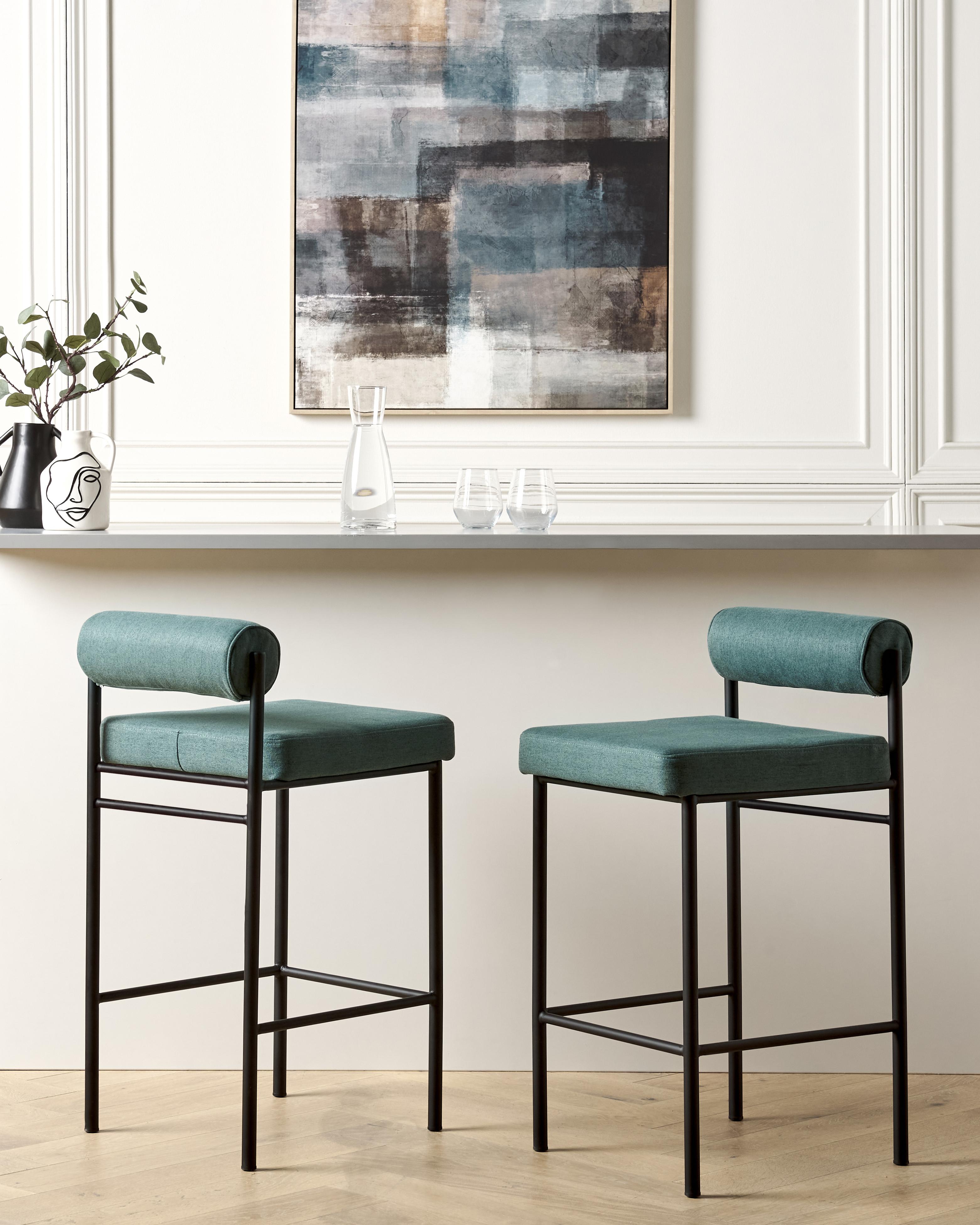 Set of 2 Bar Chairs AMAYA Teal