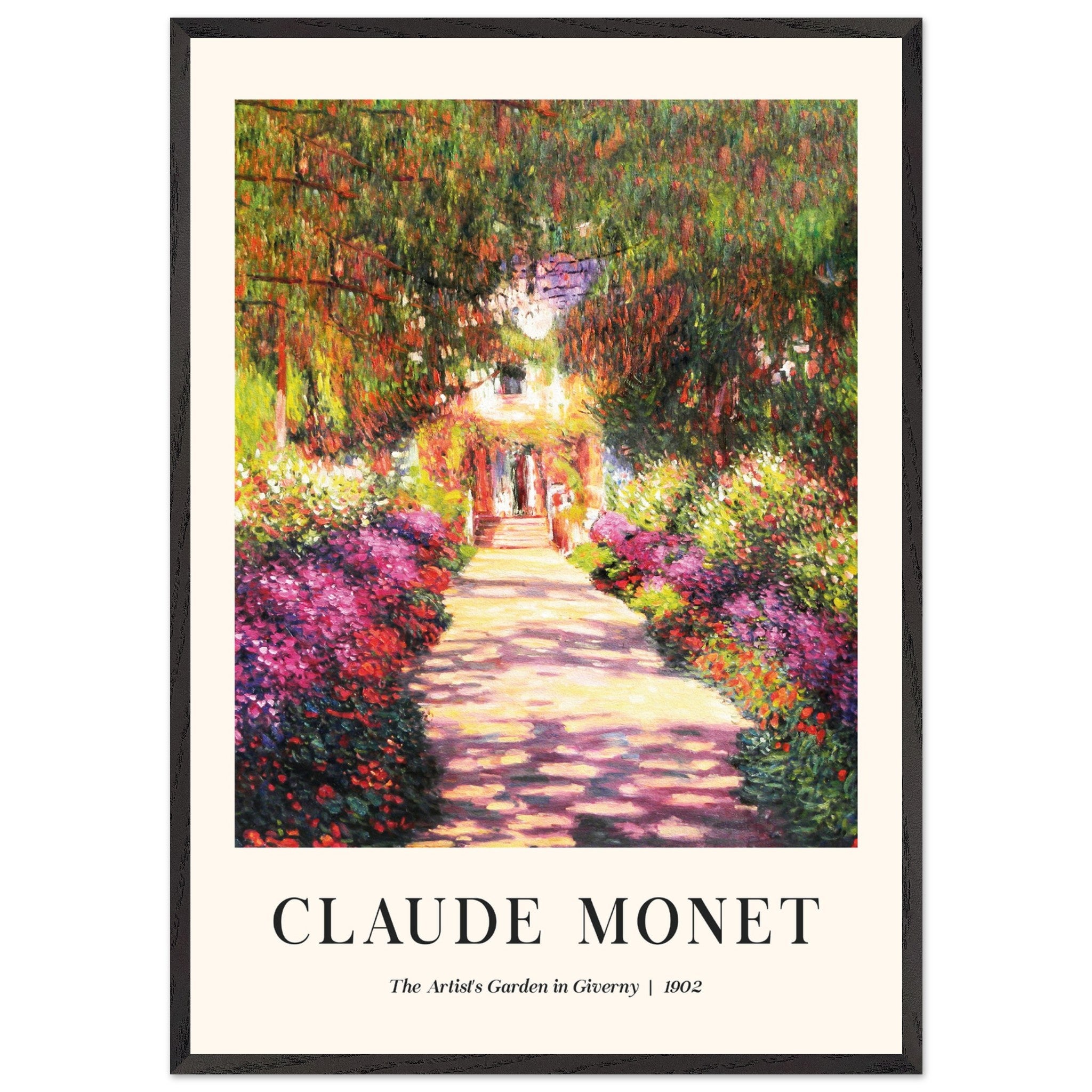 Artfulprints Poster met Lijst Claude Monet - The artist's garden in Giverny II  - 70x100 cm - Meerkleurig