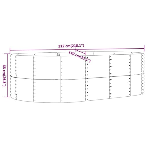 NNEVL Garden Planter Grey 212x140x68 cm Powder-coated Steel