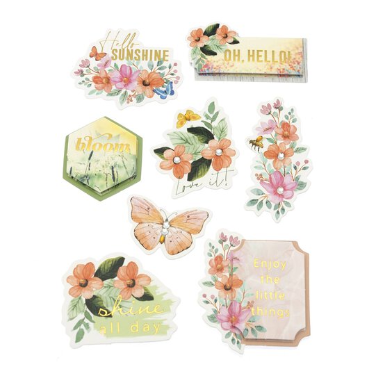 Bright Watercolour Flower Card Toppers 8 Pack