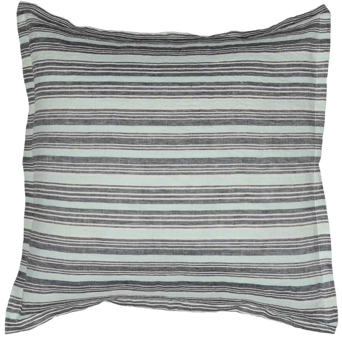 TEKSADA GRAPHIC - 2 taies d'oreiller en lin lavé/coton Anthracite 65x65 cm