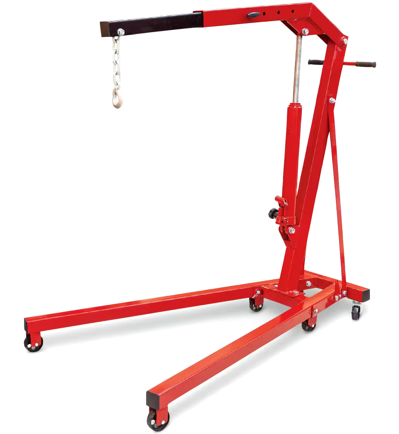 Big Red Foldable Hydraulic Shop Crane w / 6 Caster Wheels, 1-Ton