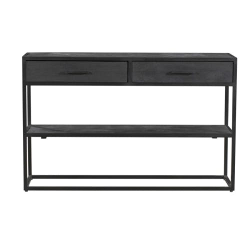 Console d'entrée en bois noir 2 tiroirs motif chevron ALVERA