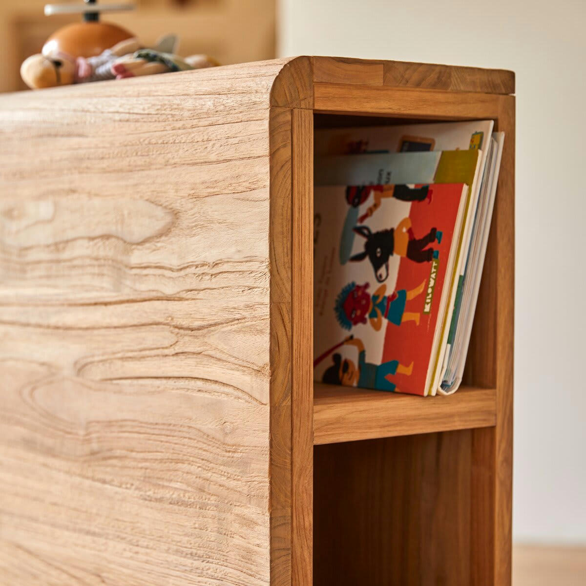 BERTIE - Tête de lit enfant avec rangements en teck massif 120 cm