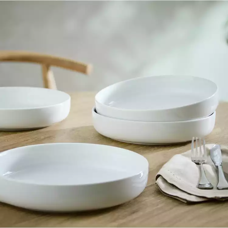 Habitat Riko Blate Set of 4 Porcelain Blates - White