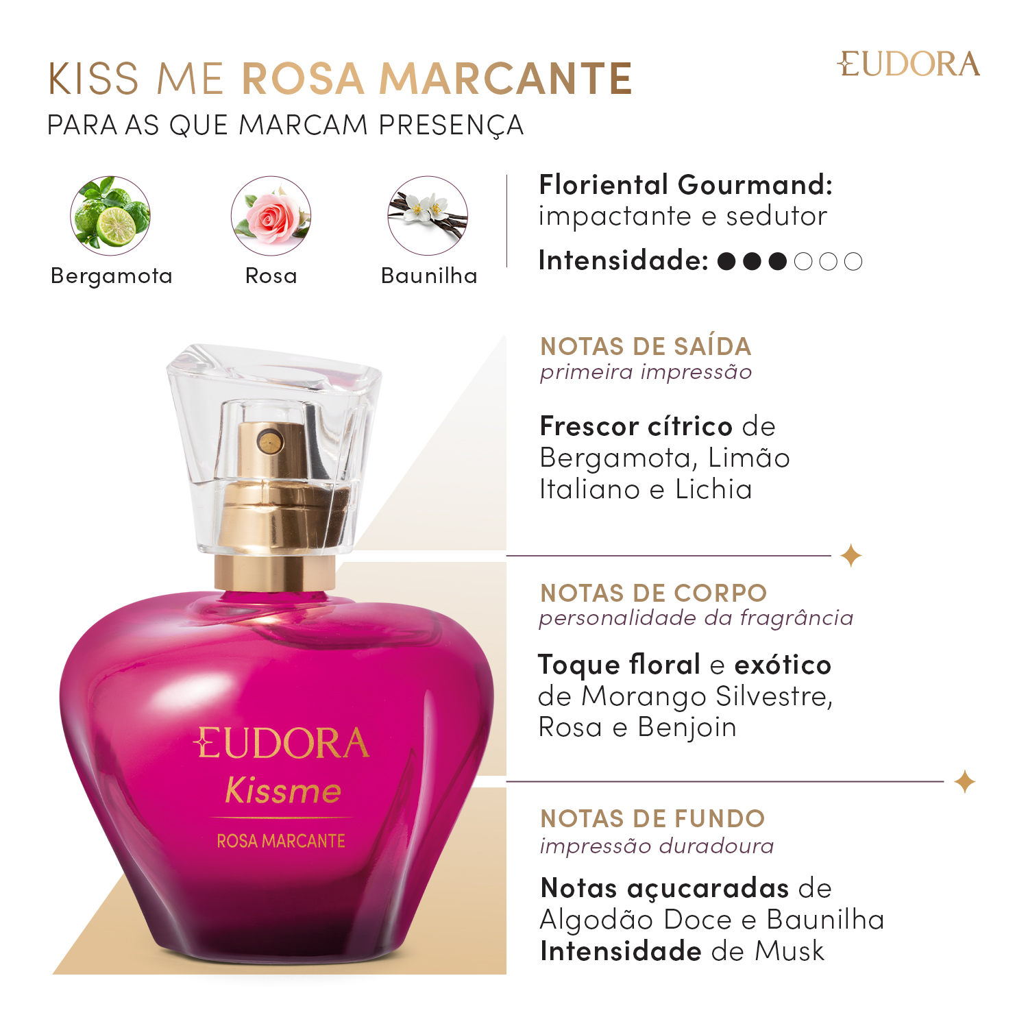 Kiss Me Rosa Marcante Colônia Desodorante 50ml
