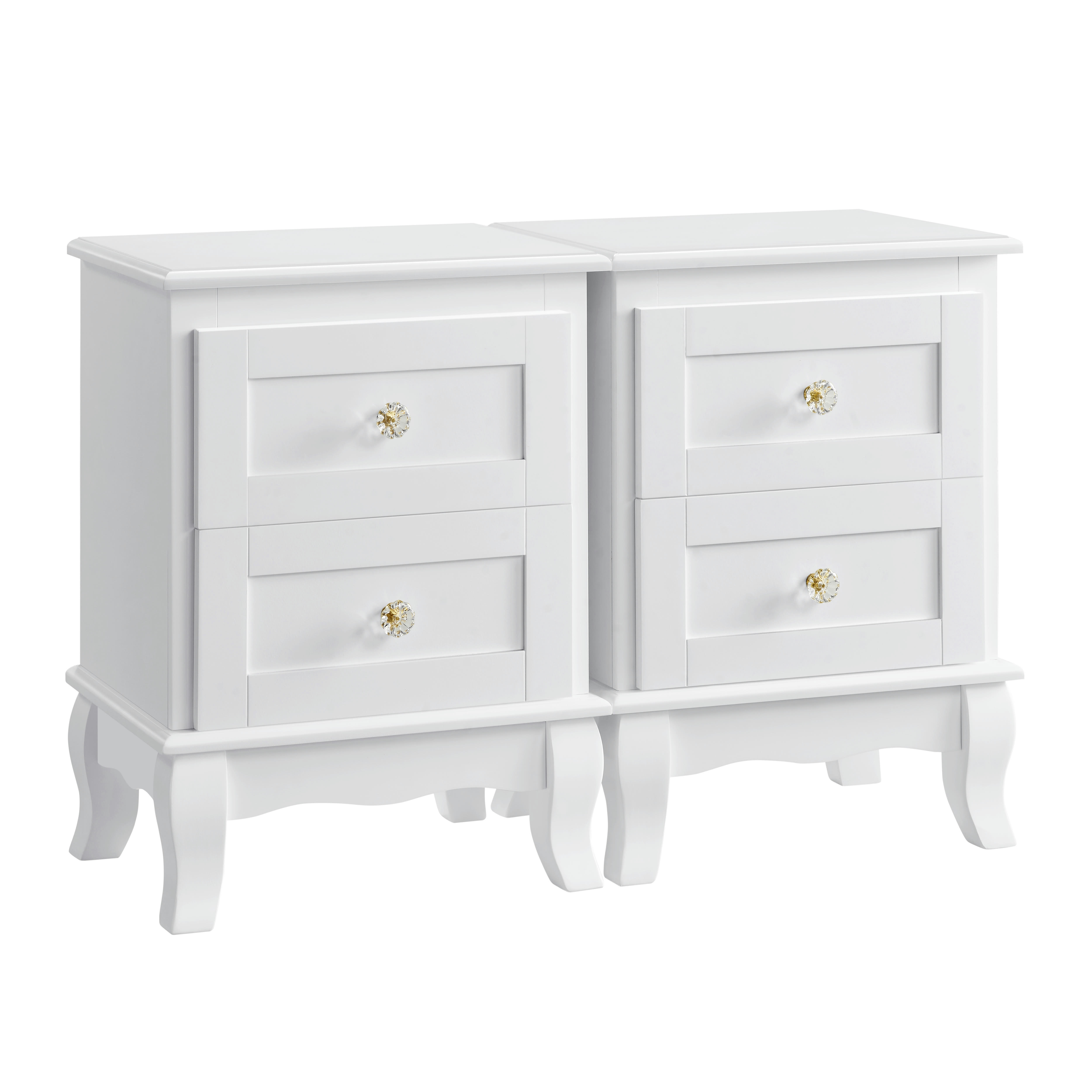 - Chevet lot de 2 avec 2 tiroirs  en bois de pin blanc