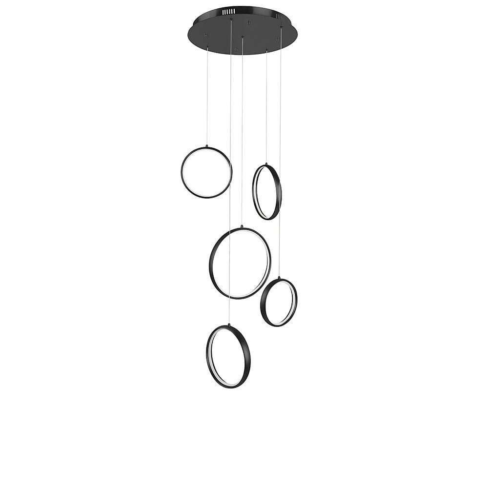 Highlight hanglamp Olympia - 5 lichts - 45 x 150  cm - zwart