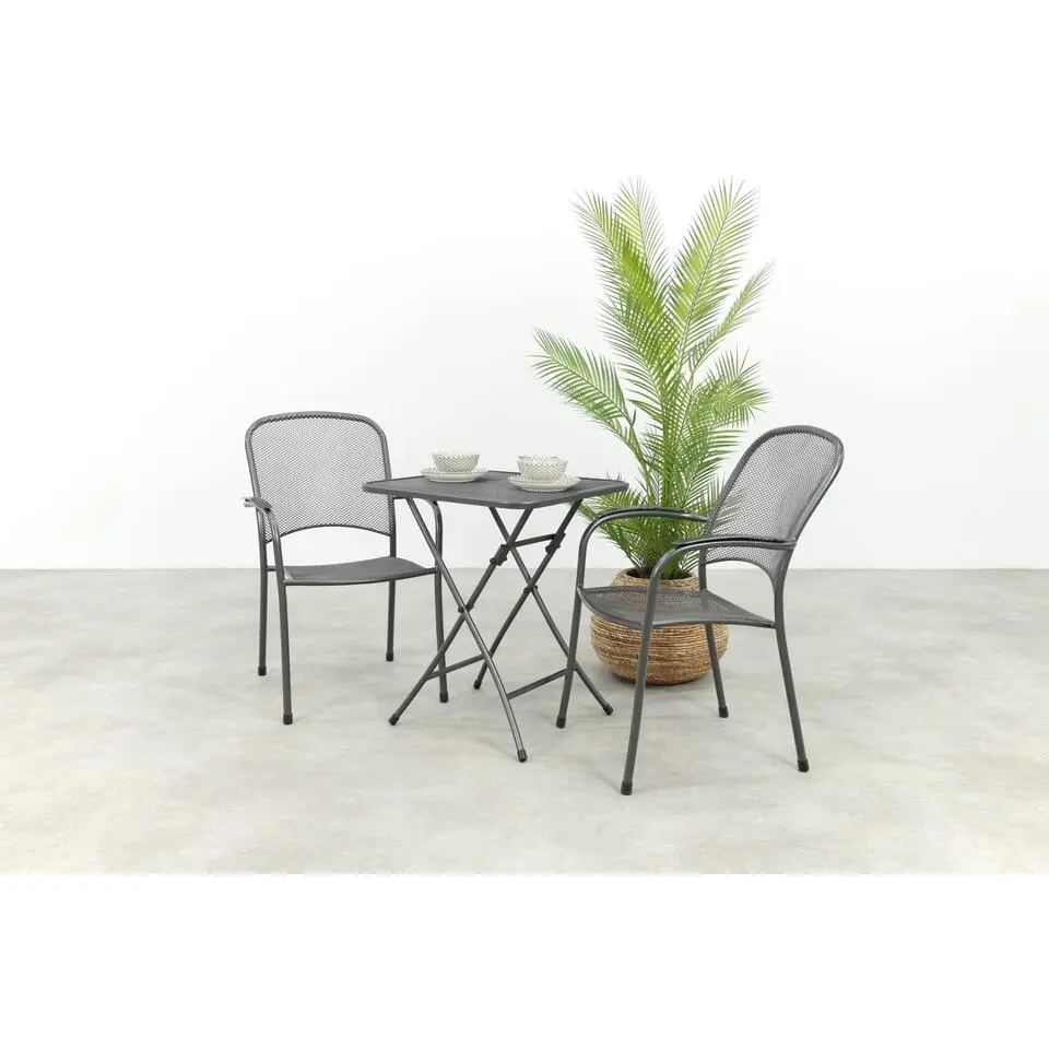 Royal Garden Carlo stapelbare balkonset 3-delig strekmetaal 60x60 cm