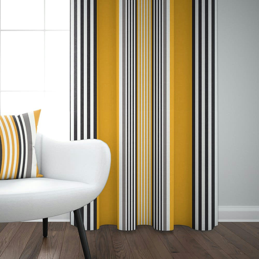 AINHOA - Rideau coton Jaune 176x250 cm