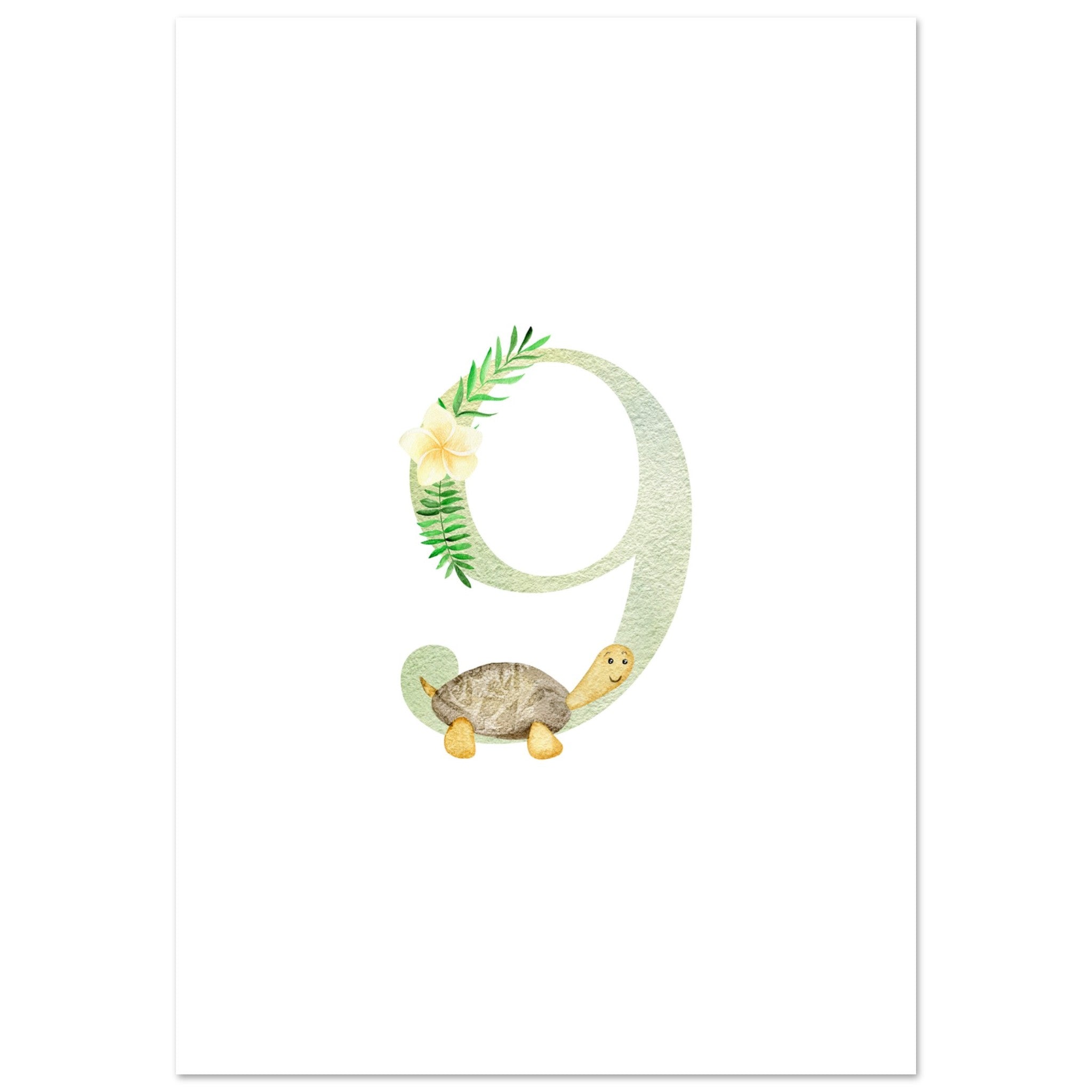 Artfulprints Poster Cijfer 9 kinderkamer  - 70x100 cm - Meerkleurig