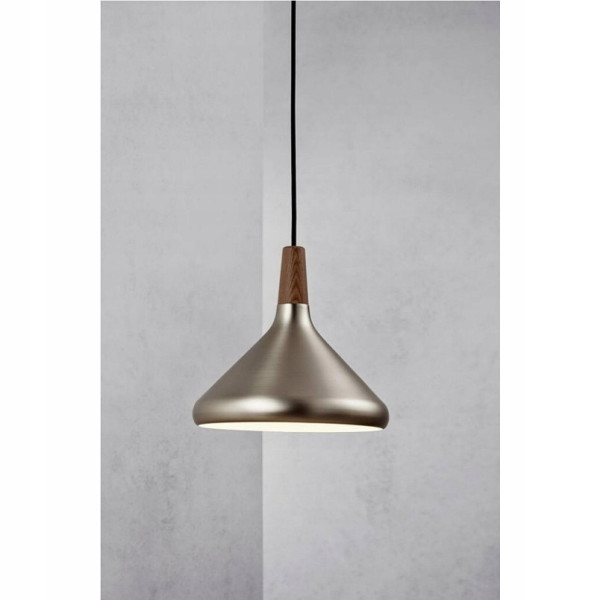 Lampa Sufitowa Wisząca Do Salonu Jadalni Srebrna Drewno
