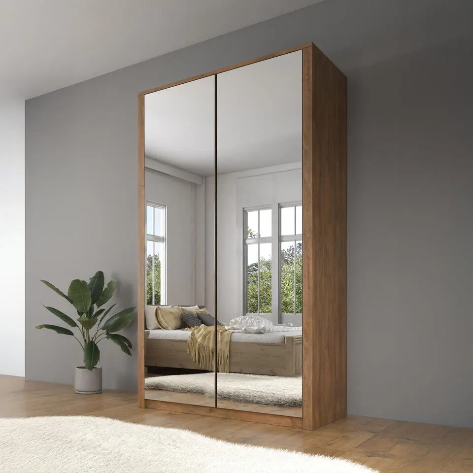 Meubella - Kledingkast Malibu - Eiken - 113 cm - Met spiegel