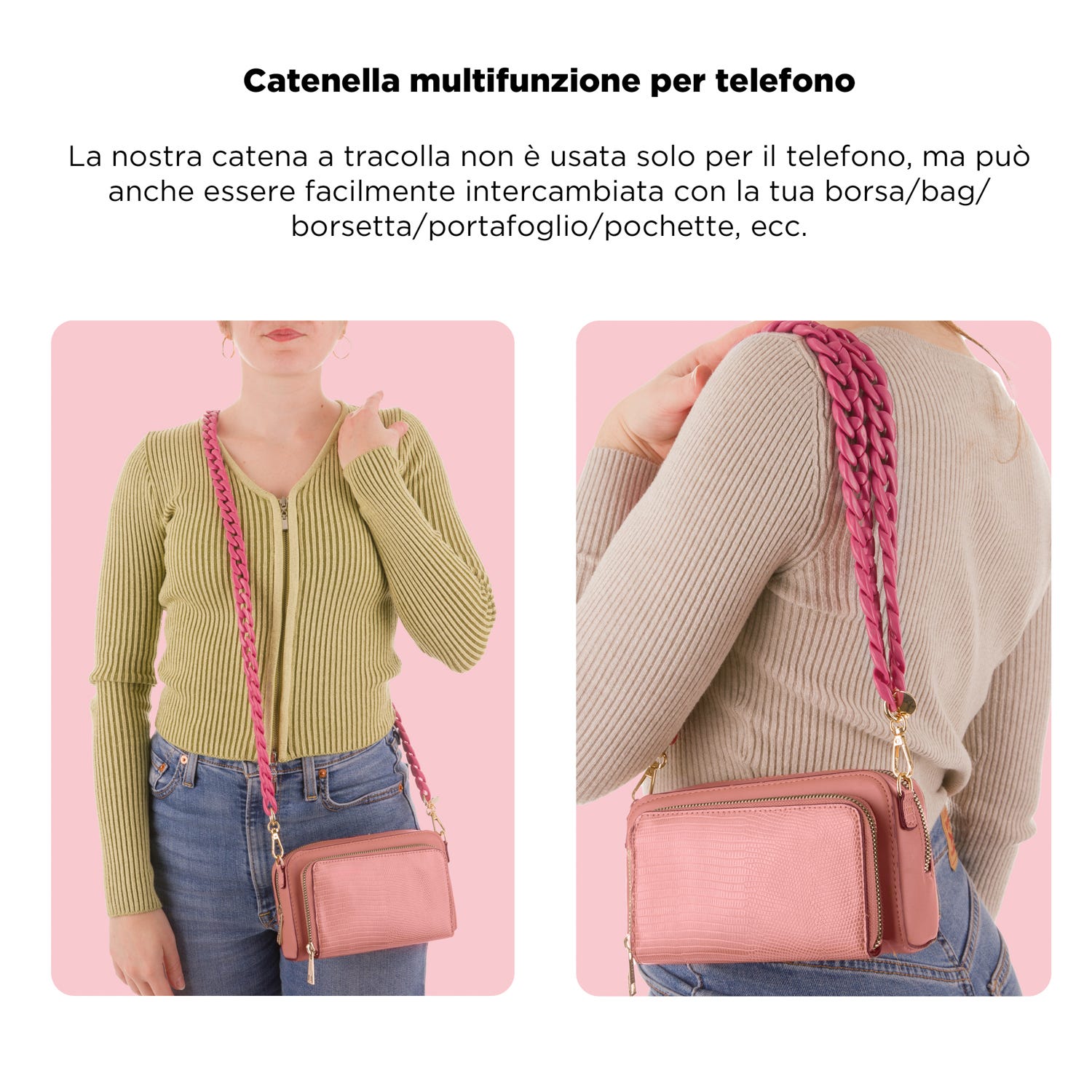 Tracolla smartphone e borsetta malva 120 cm – Fashionally