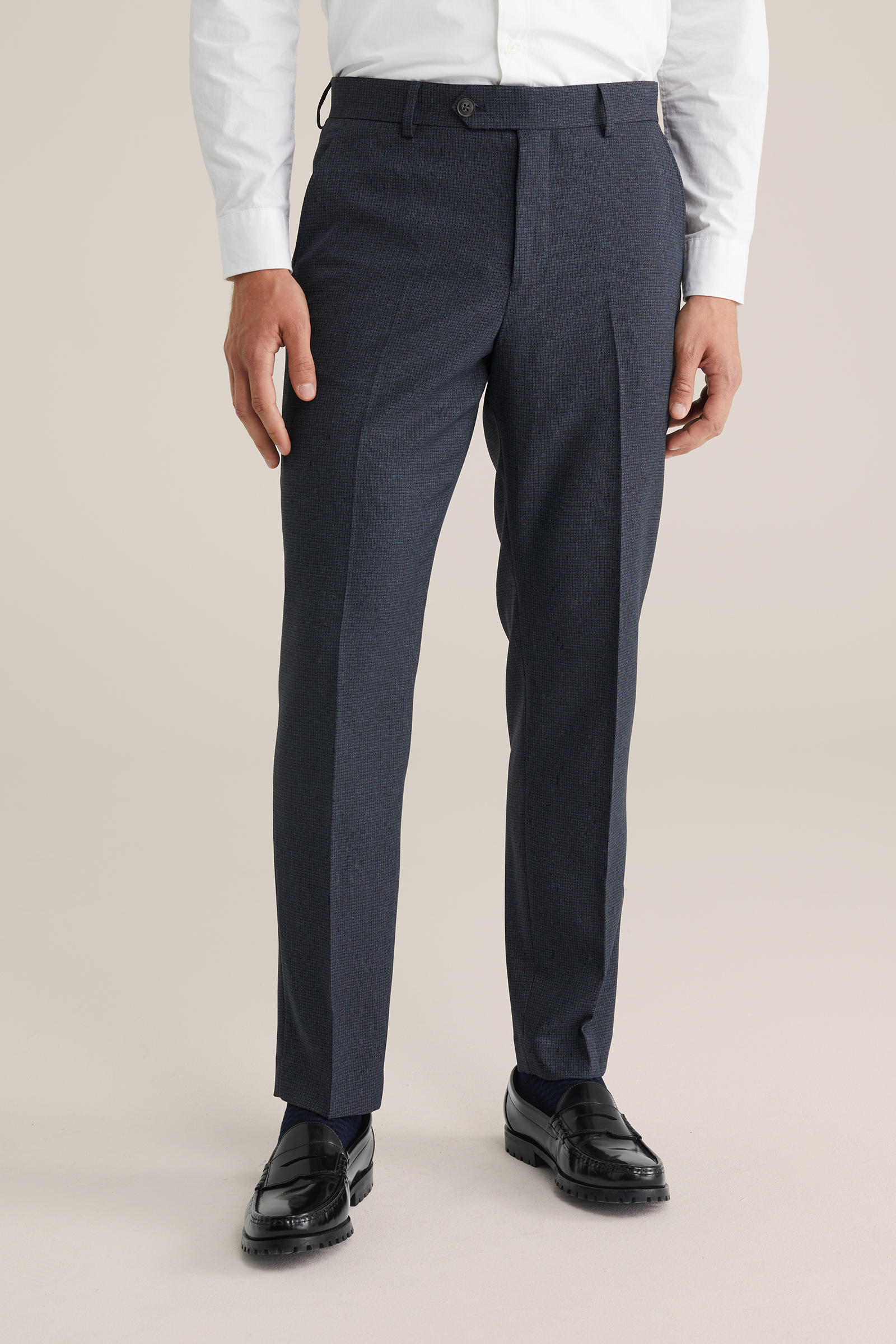 Heren slim fit pantalon met structuur