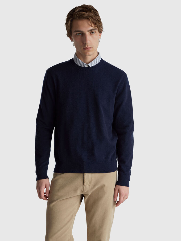 Midnight blue sweater in pure cashmere