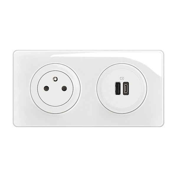 Kit double prises 2 pôles avec terre   2 USB-A/C Legrand Céliane