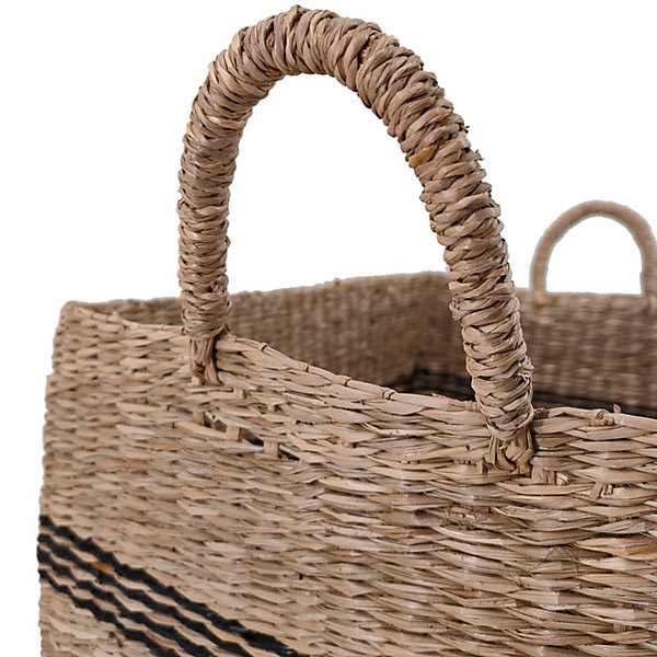 Panier rectangulaire en fibres naturelles Ornami motif horizontal vendu par 3 pièces