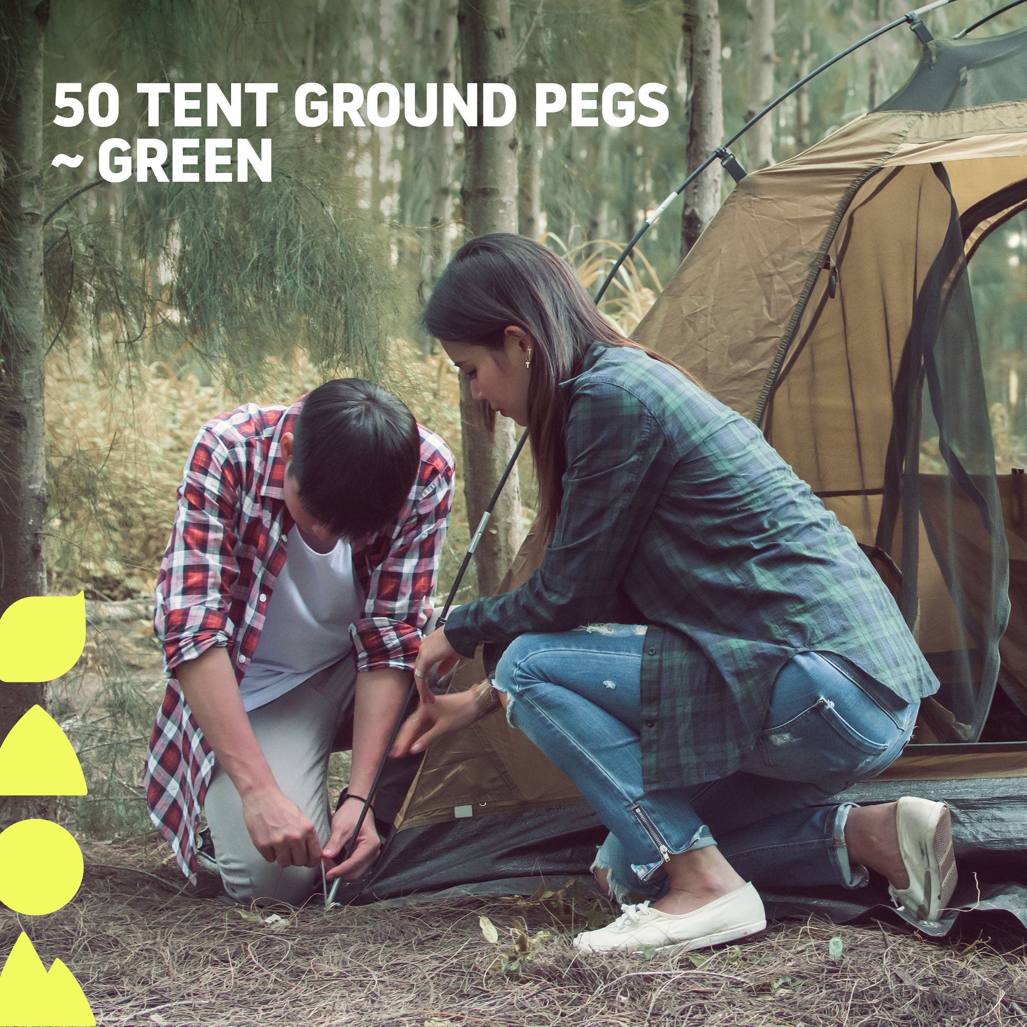LIVIVO 50 x Heavy Duty Galvanised Steel Tent Pegs